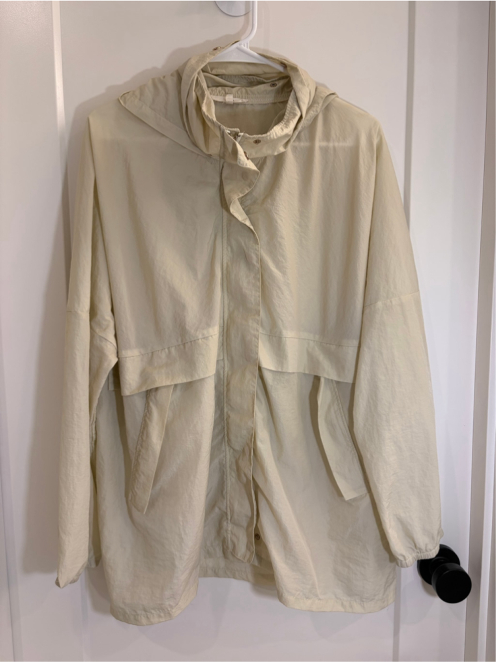 PURSUE Cream Lightweight Hooded Windbreaker Anorak Jacket One Size Oversized